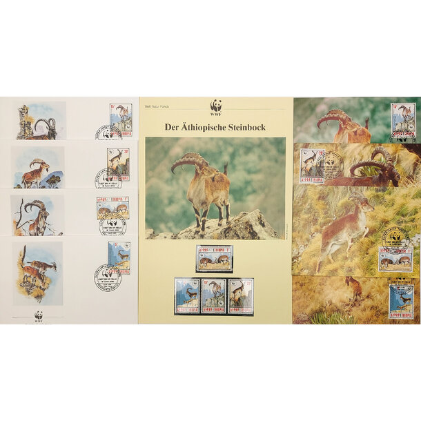 Lot fdc etiópia 1990 - kozorožce - Lot 4 ks FDC a známky Etiópia 1990 - Kozorožce