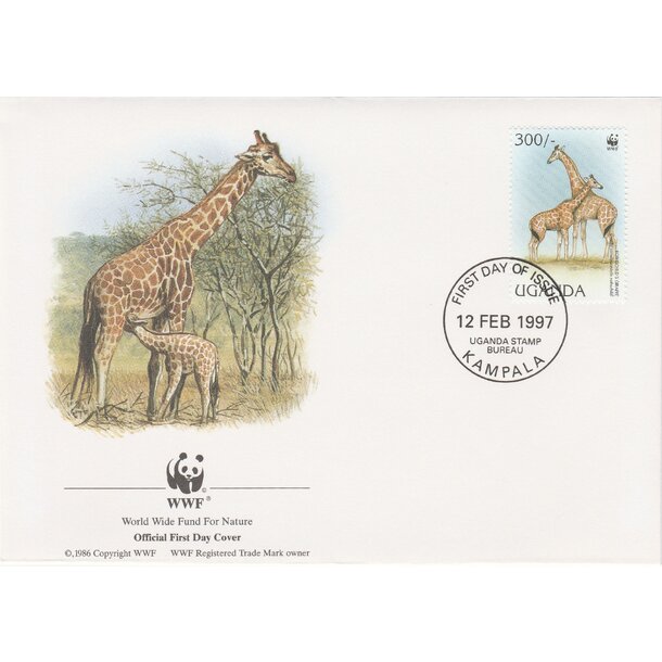 Lot fdc uganda 1997 - žirafy - set-fdc-uganda-1997-6
