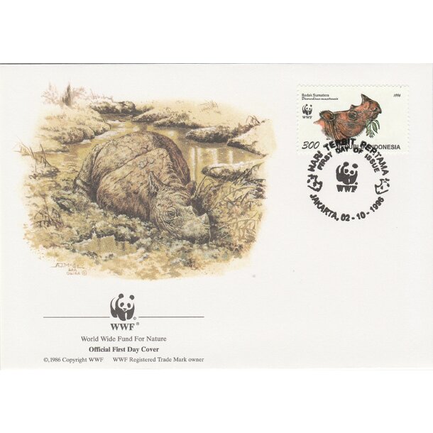 Lot fdc indonézia 1996 - nosorožce - set-fdc-indonesia-1996-5