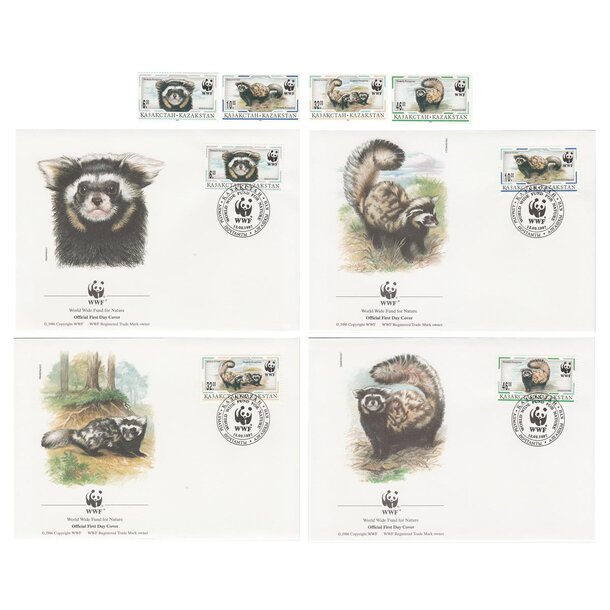 Lot fdc kazachstan 1997 - tchor škvrnitý - set-fdc-kazachstan-1997-1