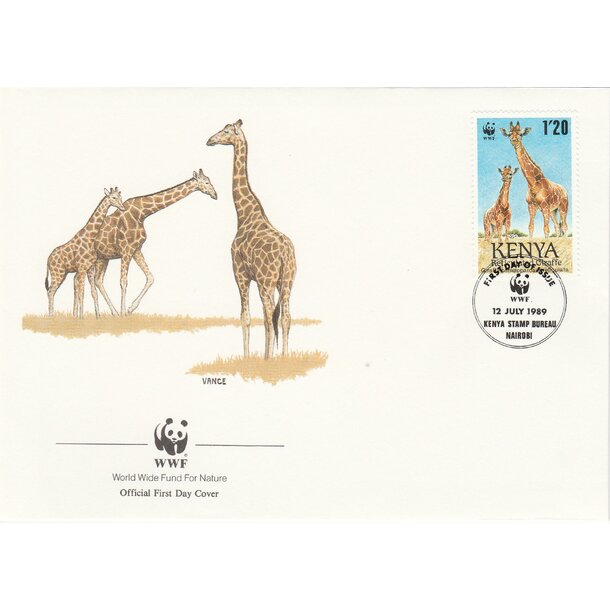 Lot fdc keňa 1989 - žirafy - set-fdc-kena-1989-6