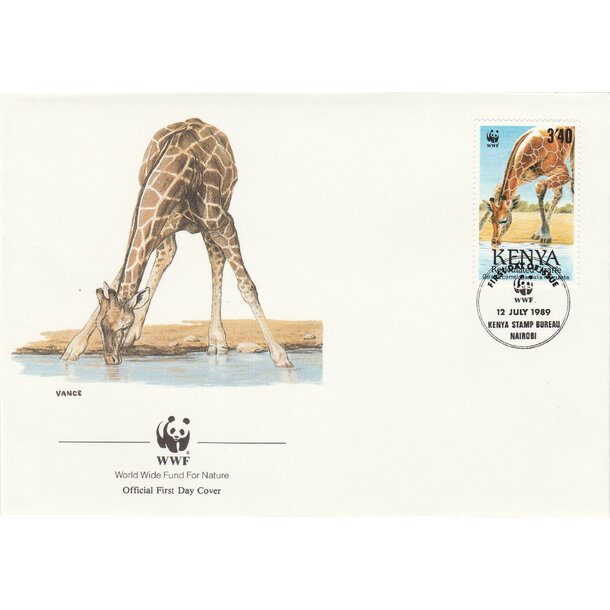 Lot fdc keňa 1989 - žirafy - set-fdc-kena-1989-7