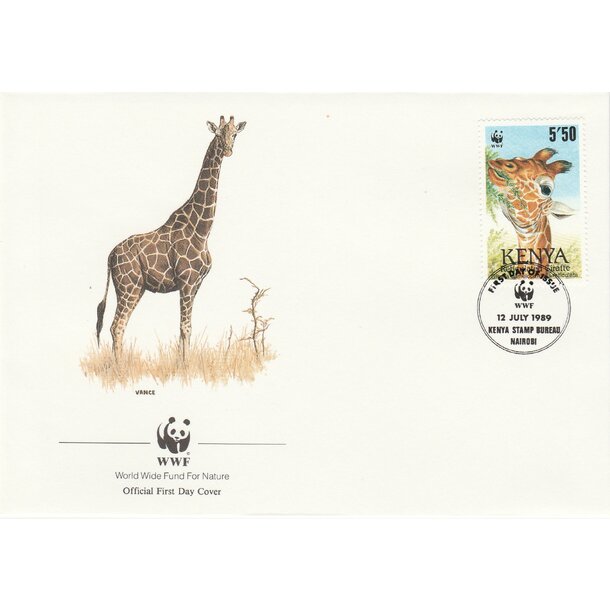 Lot fdc keňa 1989 - žirafy - set-fdc-kena-1989-9