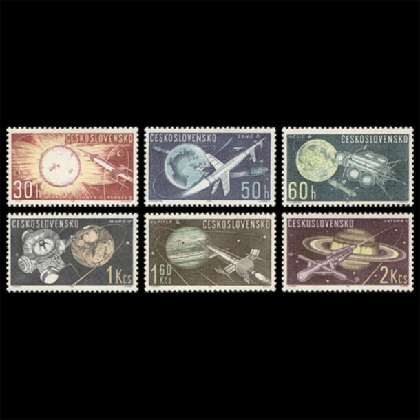 Séria známok československo 1963 - výskum vesmíru - znamky-1963-13596-1