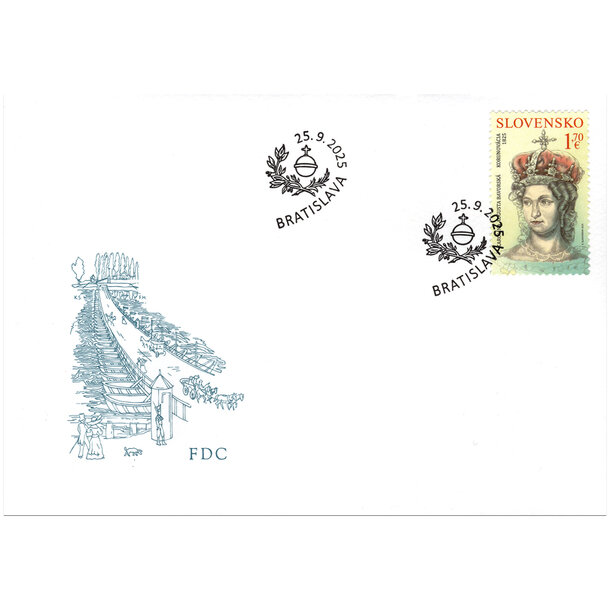 Fdc slovensko 2025 - karolína augusta bavorská - fdc-853-karolína-augusta