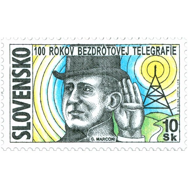 Známka slovensko 1997 - 100 rokov bezdrôtovej telegrafie - známka-1997-telegrafia