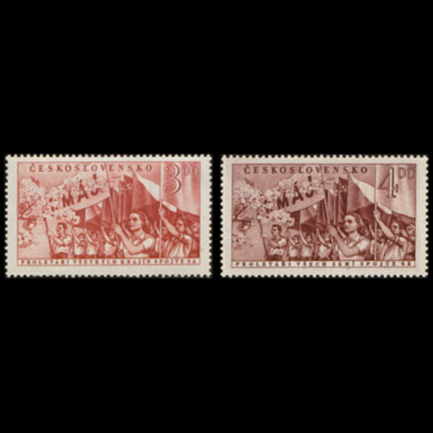 Séria známok československo 1952 - 1. máj - znamky-1952-727-28