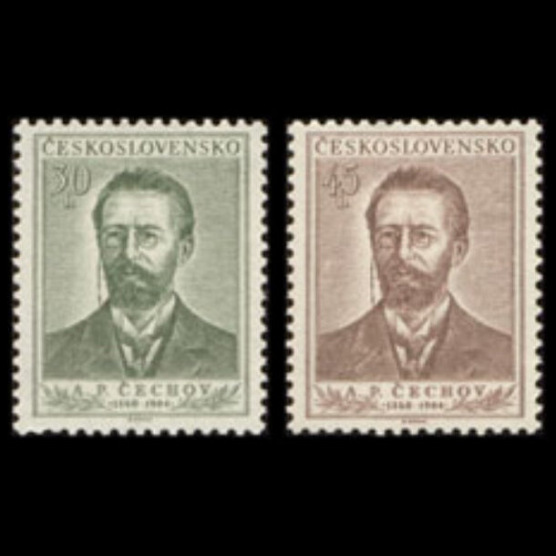 Séria známok československo 1954 - anton pavlovič čechov - znamky-1953-871-72