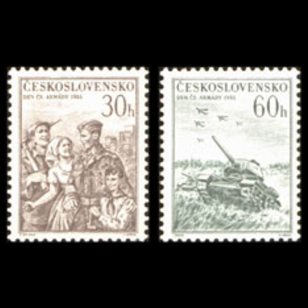 Séria známok československo 1955 - deň čsl. armády - znamky-1953-939-40