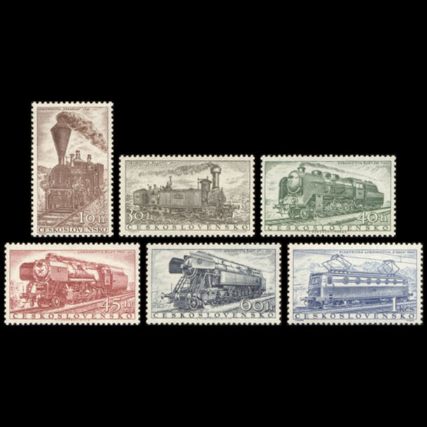 Séria známok československo 1956 - lokomotívy - znamky-1956-988-93
