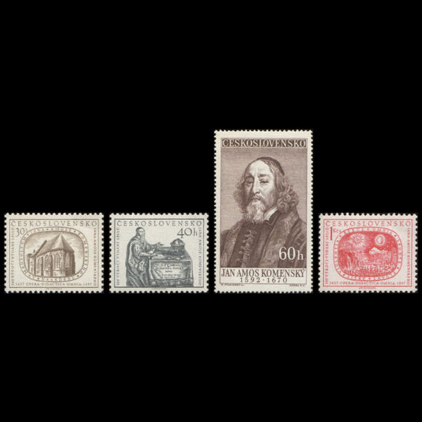 Séria známok československo 1957 - jan ámos komenský - znamky-1957-1009-12