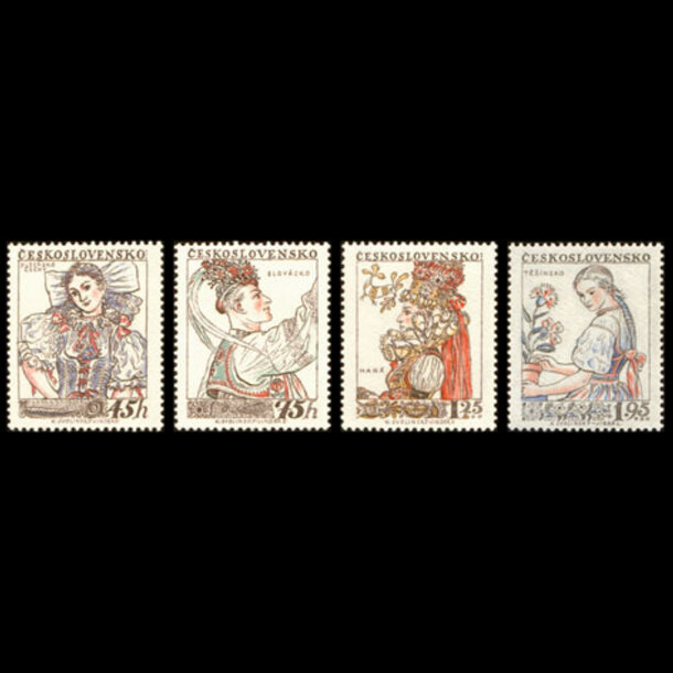 Séria známok československo 1957 - ľudové kroje - znamky-1957-1051-54