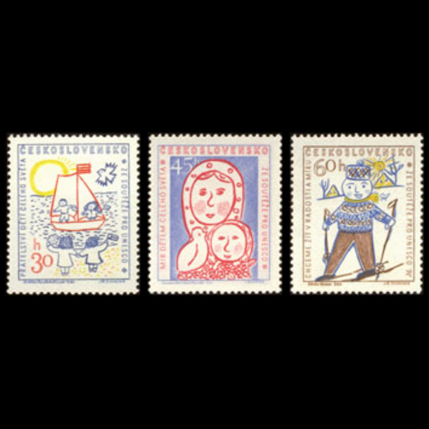 Séria známok československo 1958 - detská súťaž unesco - znamky-1958-1106-08