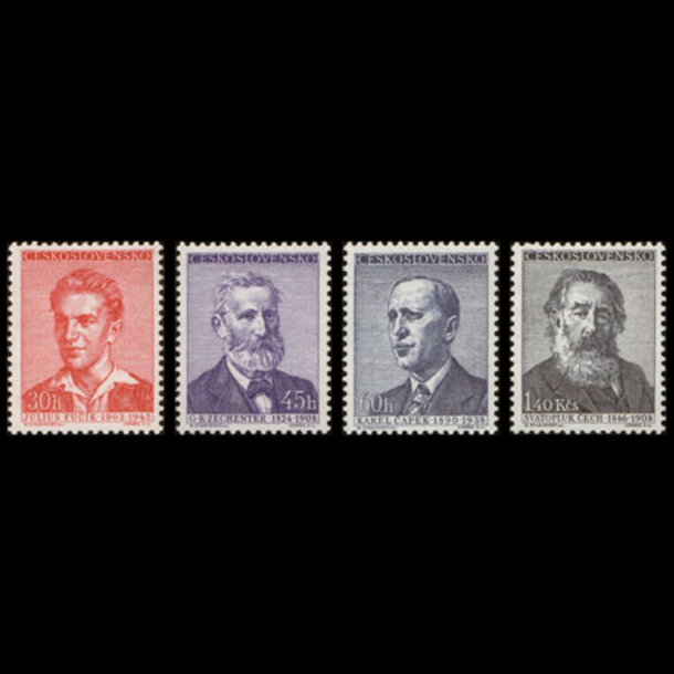 Séria známok československo 1958 - spisovatelia - znamky-1958-1093-96