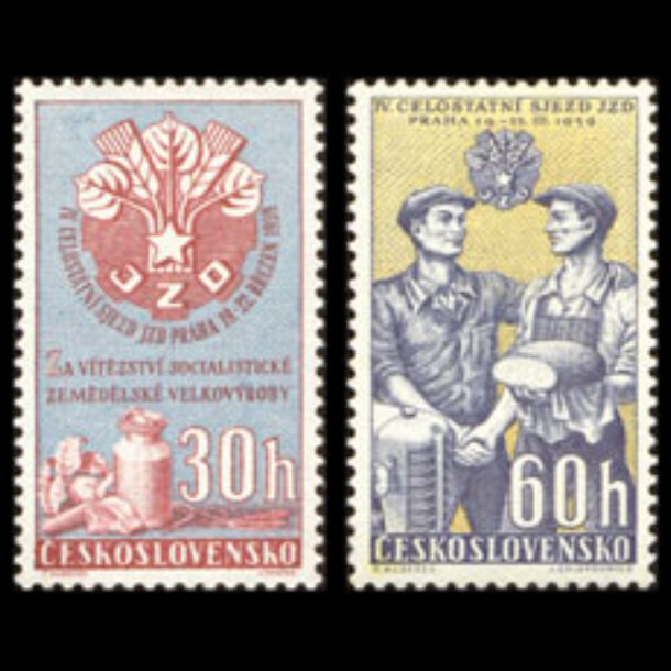 Séria známok československo 1959 - zjazd jrd - znamky-1959-1122-23