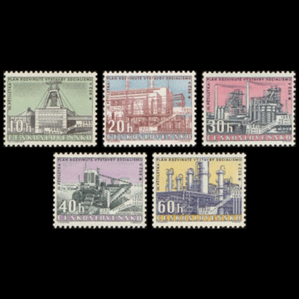 Séria známok československo 1960 - 3. päťročný plán - znamky-1960-1211-15