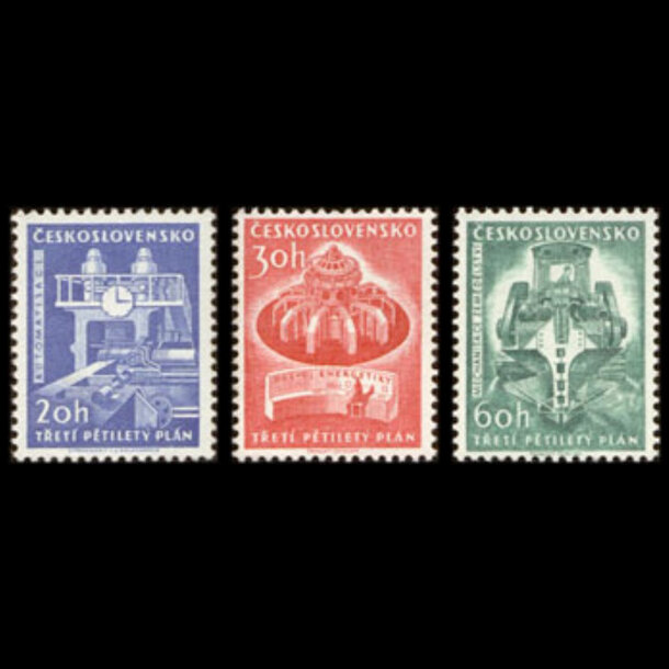 Séria známok československo 1961 - 3. päťročný plán - znamky-1961-1241-43