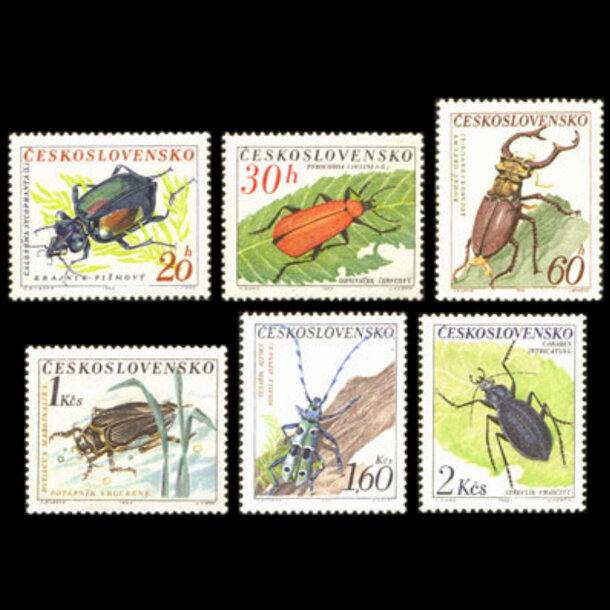 Séria známok československo 1962 - chrobáky - znamky-1962-1371-76