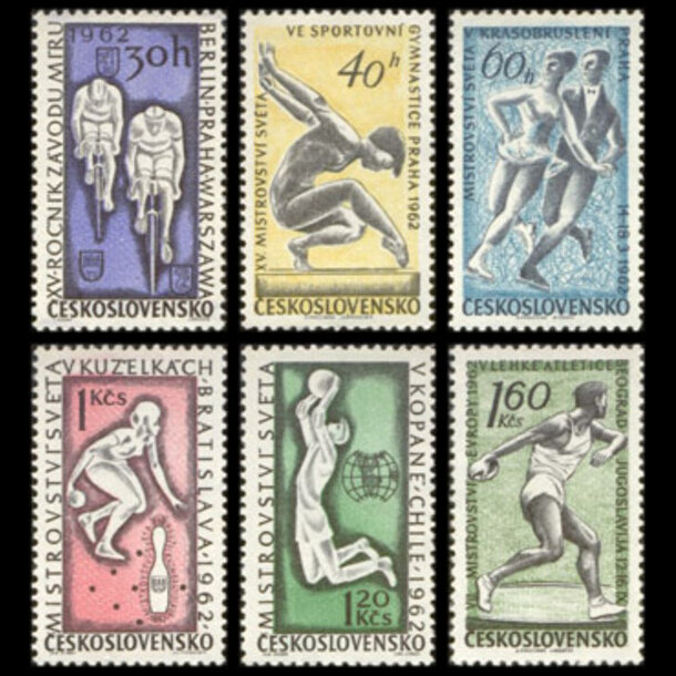 Séria známok československo 1962 - šport - znamky-1962-1315-20