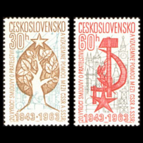Séria známok československo 1963 - zmluva čssr-zssr - znamky-1962-1438-39