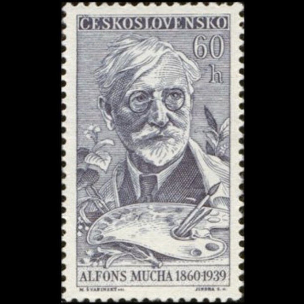 Známka československo 1960 - a.mucha - deň známky - znamky-1960-1240