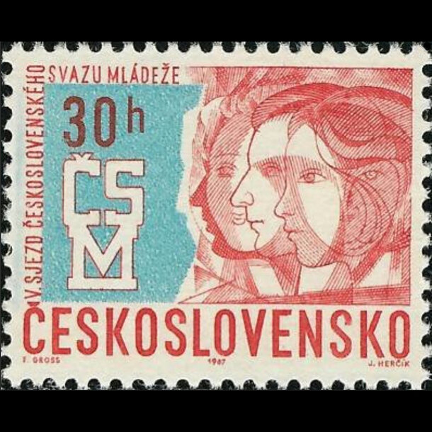 Známka československo 1967 - zjazd čsm - znamky-1967-1675