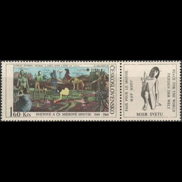 Známka československo 1969 - mierové hnutie (kupón) - znamky-1969-1869K