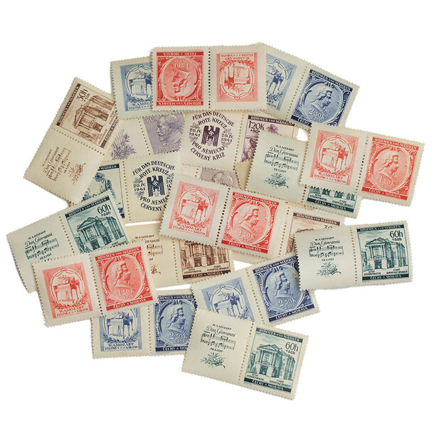 Balíček poštových známok - protektorát čechy a morava - balicek-znamky-protektorat-20-kupony