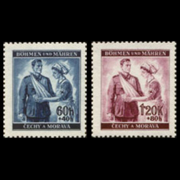 Séria známok protektorát čechy a morava 1940 - červený kríž - znamky-pcm-1940-53-54
