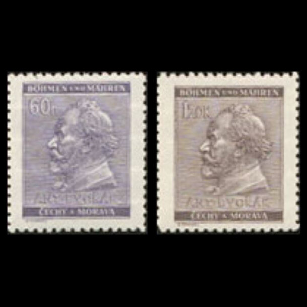 Séria známok protektorát čechy a morava 1941 - antonín dvořák - znamky-pcm-1941-73-74