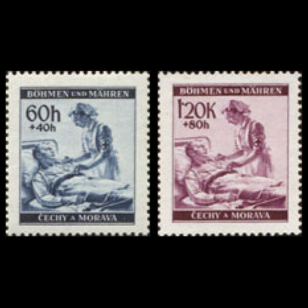 Séria známok protektorát čechy a morava 1941 - červený kríž - znamky-pcm-1941-62-63