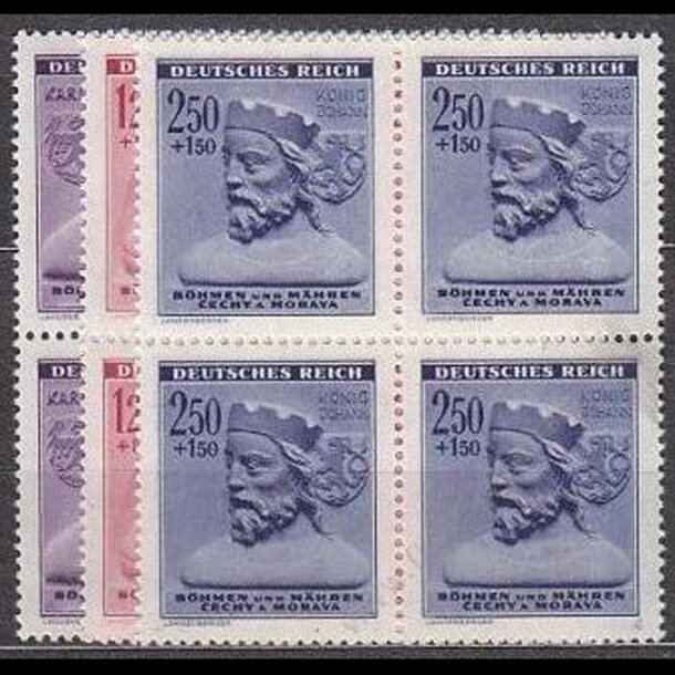 Séria známok protektorát čechy a morava 1943 - zimná pomoc (štvorbloky) - znamky-pcm-1943-114-16B