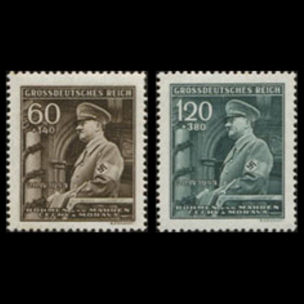 Séria známok protektorát čechy a morava 1944 - narodeniny a. hitlera - znamky-pcm-1944-136-37