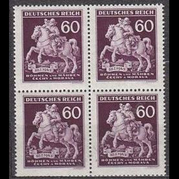 Známka protektorát čechy a morava 1943 - 60 h deň poštovej známky (štvorblok) - znamky-pcm-1943113B