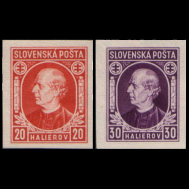 Séria známok slovensko 1939 - 20 h + 30 h hlinka (nezúbkované) - znamky-1939-37-38