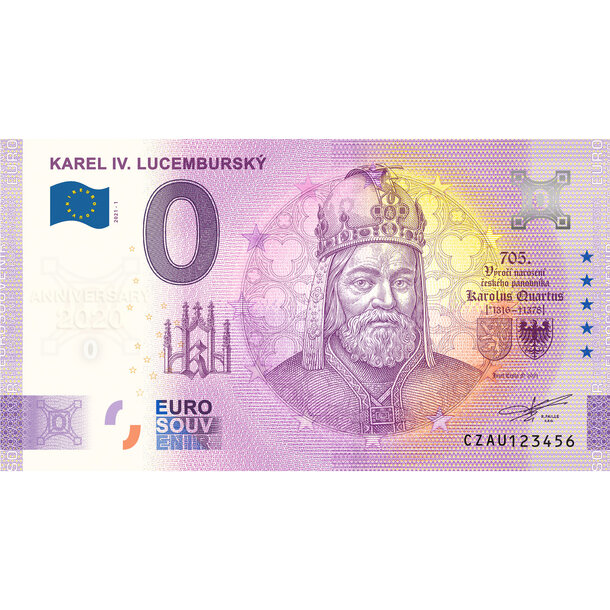 0 euro souvenir česko 2021 - karel iv. lucemburský - anniversary - AU1_0-euro-souvenir-karel-IV-a-hr-ANNIVERSARY