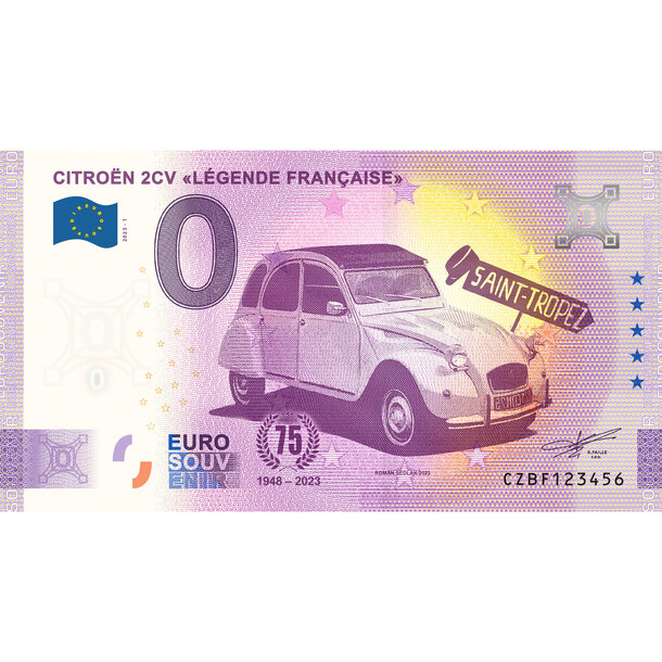 0 euro souvenir česko 2023 - citroen 2cv - BF_0-euro-souvenir-citroen-a-hr