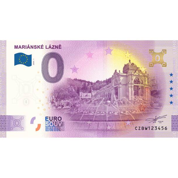 0 euro souvenir česko 2026 - mariánské lázně - gold - BW1_0-euro-souvenir-cz-marianske-lazne-a-hr-golden