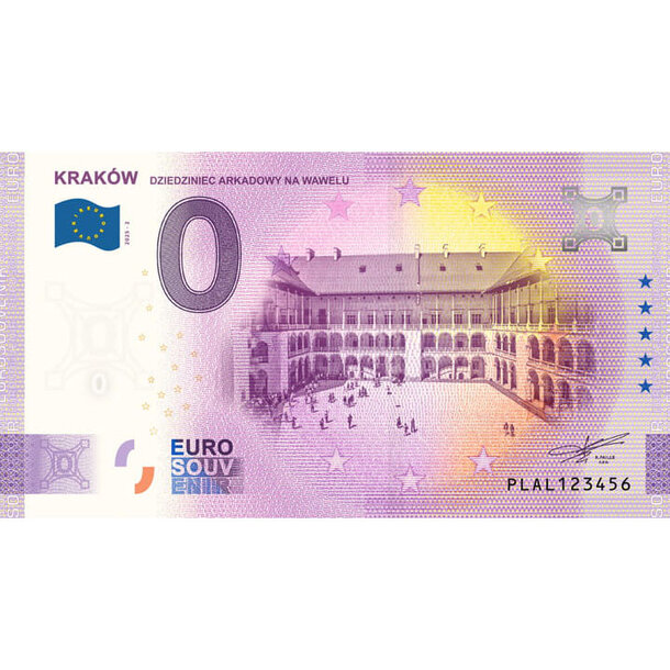 0 euro souvenir polsko 2025 - kraków dziedziniec arkadowy na wawelu - 0-euro-souvenir-krakkow-v2-a-2