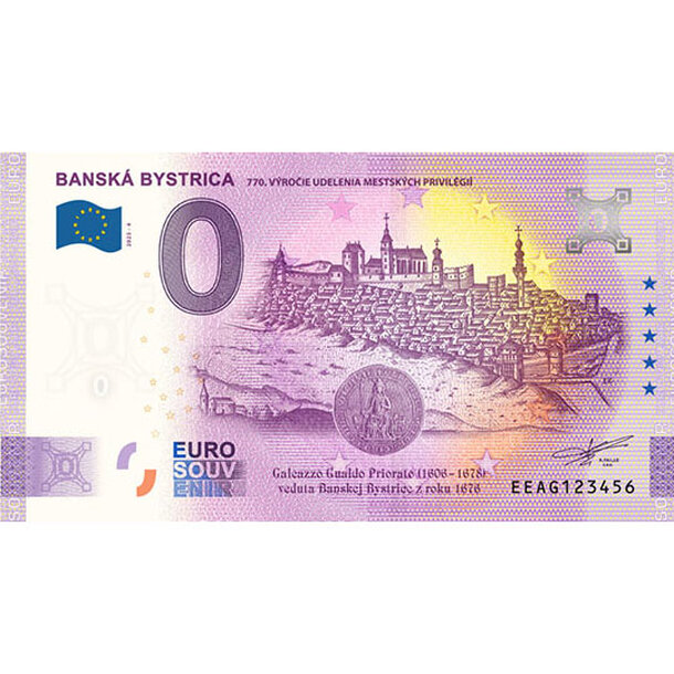 0 euro souvenir slovensko 2025 - banská bystrica 770. výročie - 0-euro-souvenir-bystrica-v1-