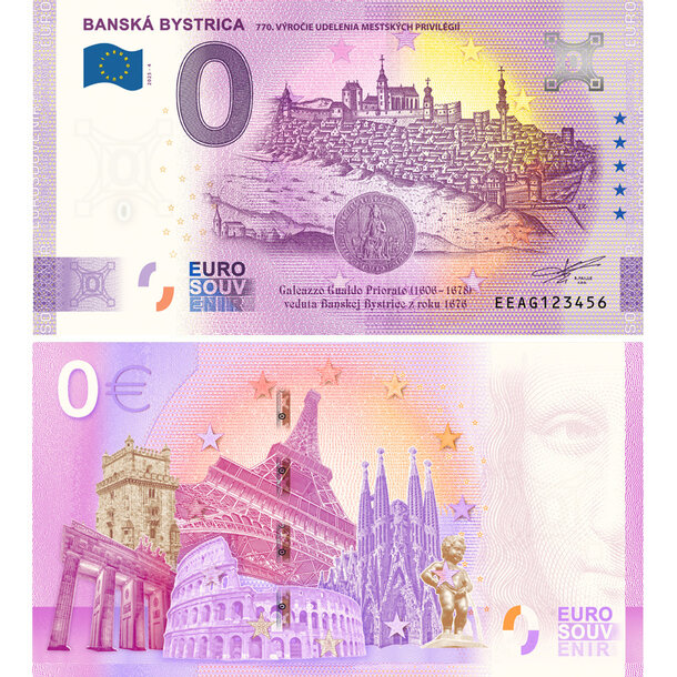 0 euro souvenir slovensko 2025 - banská bystrica 770. výročie - AG4_0-euro-souvenir-bystrica-v4