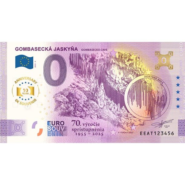 0 euro souvenir slovensko 2025 - gombasecká jaskyňa anniversary - AT9_0-euro-souvenir-gombase