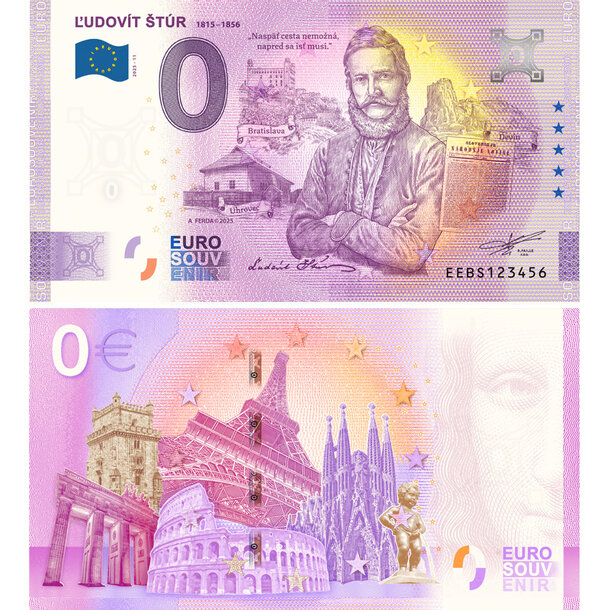 0 euro souvenir slovensko 2025 - ľudovít štúr - BS11_0-euro-souvenir-stur-25