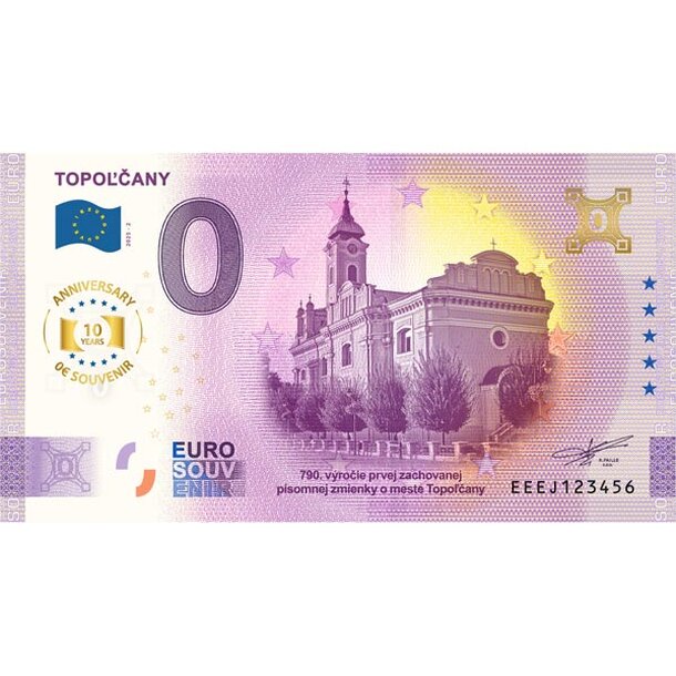 0 euro souvenir 2025 - topoľčany anniversary - EJ_0-euro-souvenir-topolcan