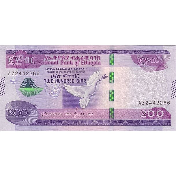 200 birr 2020 etiópia - Bankovka Etiópia 200 Birr 2020 - W58-1