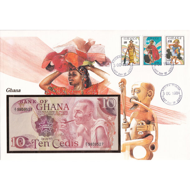 Banknote obálka ghana 1978 - Banknote obálka Ghana 1978-1