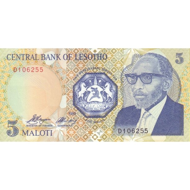 5 maloti 1989 lesotho - Bankovka Lesotho 5 Maloti 1989 - 10-1