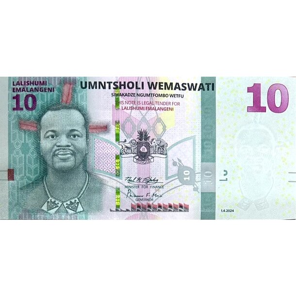 10 emalageni 2024 svazijsko - Bankovka Svazijsko 10 Emalageni 2024 - A44-1