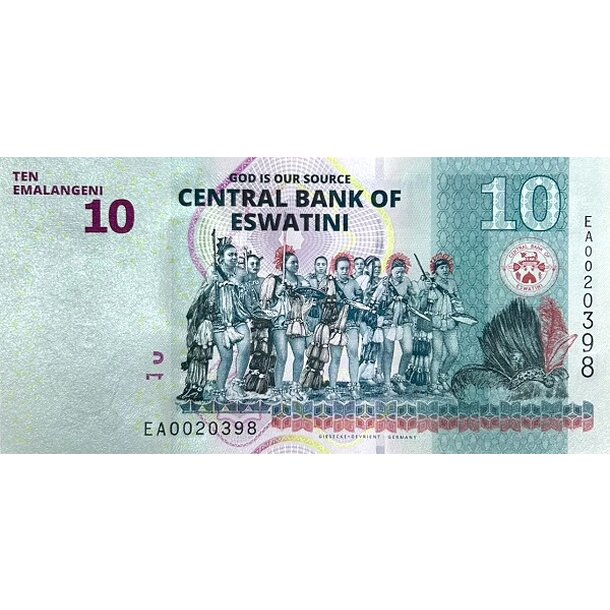 10 emalageni 2024 svazijsko - Bankovka Svazijsko 10 Emalageni 2024 - A44-2