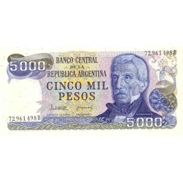 5000 pesos 1977 argentína - Bankovka Argentína 5000 Pesos 1977 - 305b-1